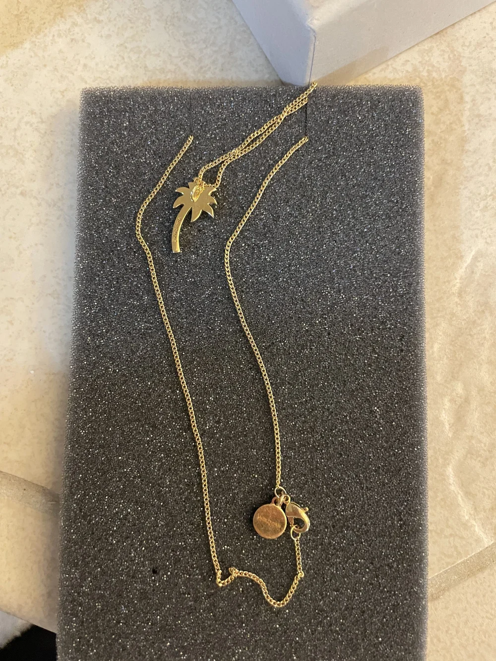 Palm Angels Gold Tone Palm Tree Pendant Necklace 18